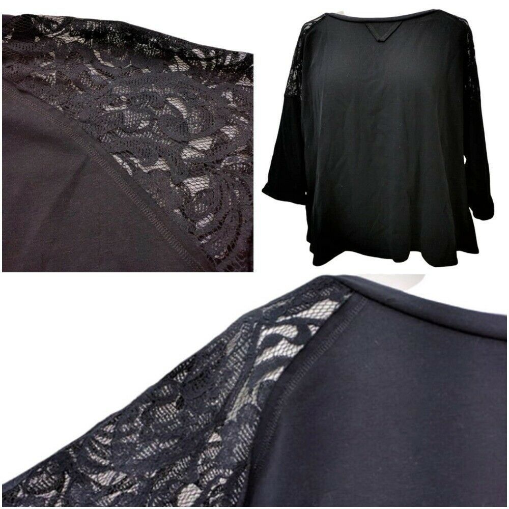 Cable & Gauge Women Plus 3X Lace Terry Tshirt Top